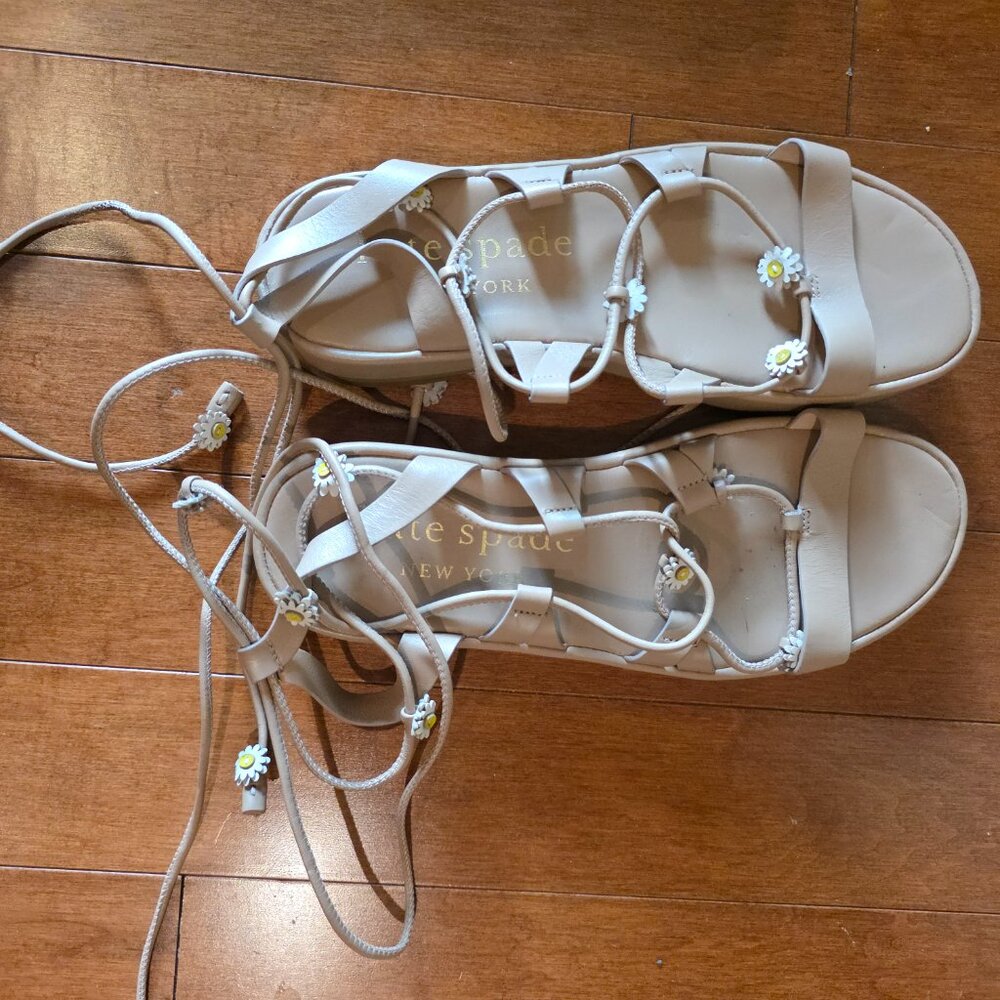 NWOT  Nude Lace-up Kate Spade "Sprinkles" Sandals